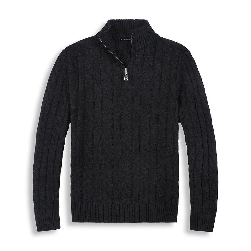 Enzo | Herre Klassisk Kabelstrikket Halvlyn Pullover
