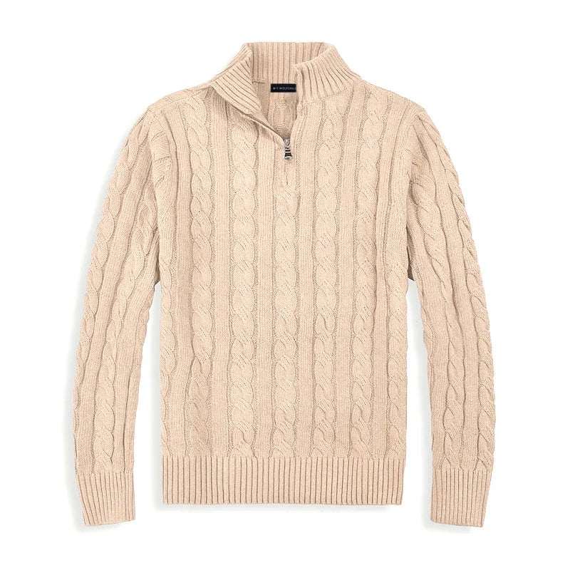 Enzo | Herre Klassisk Kabelstrikket Halvlyn Pullover