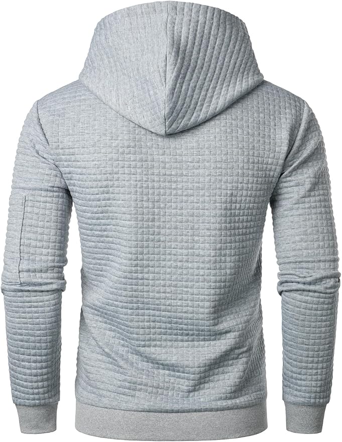 Herre Hoodie Med Waffelstruktur & Ribkant