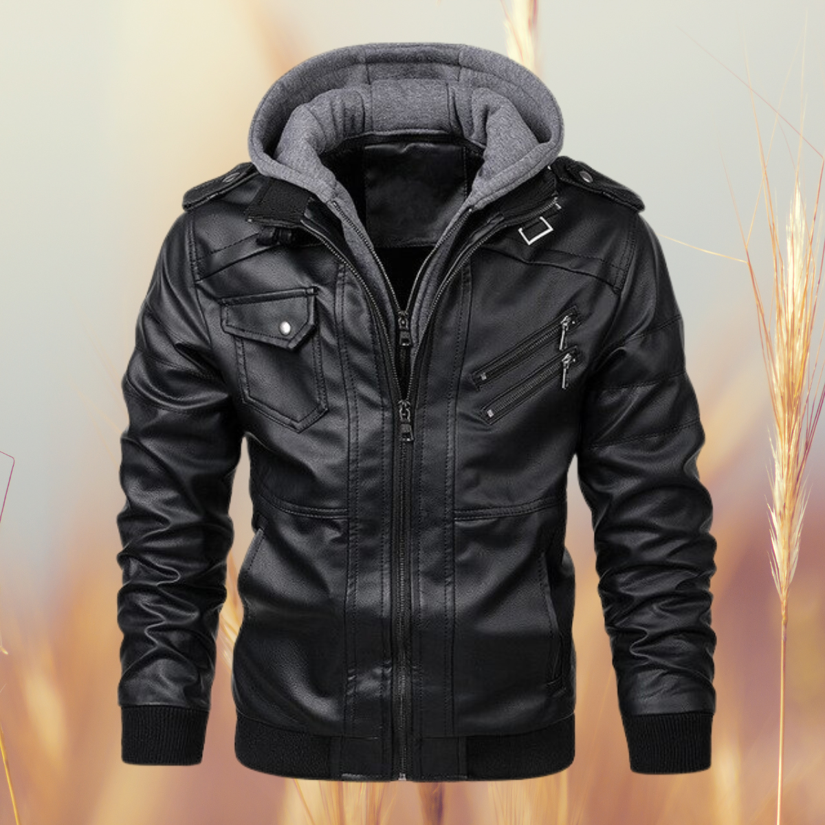 Herre Læderjakker Med Hætte | Vinter