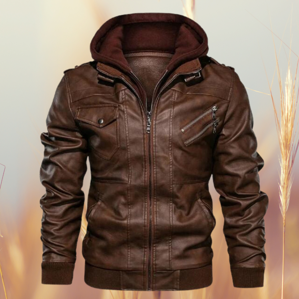 Herre Læderjakker Med Hætte | Vinter