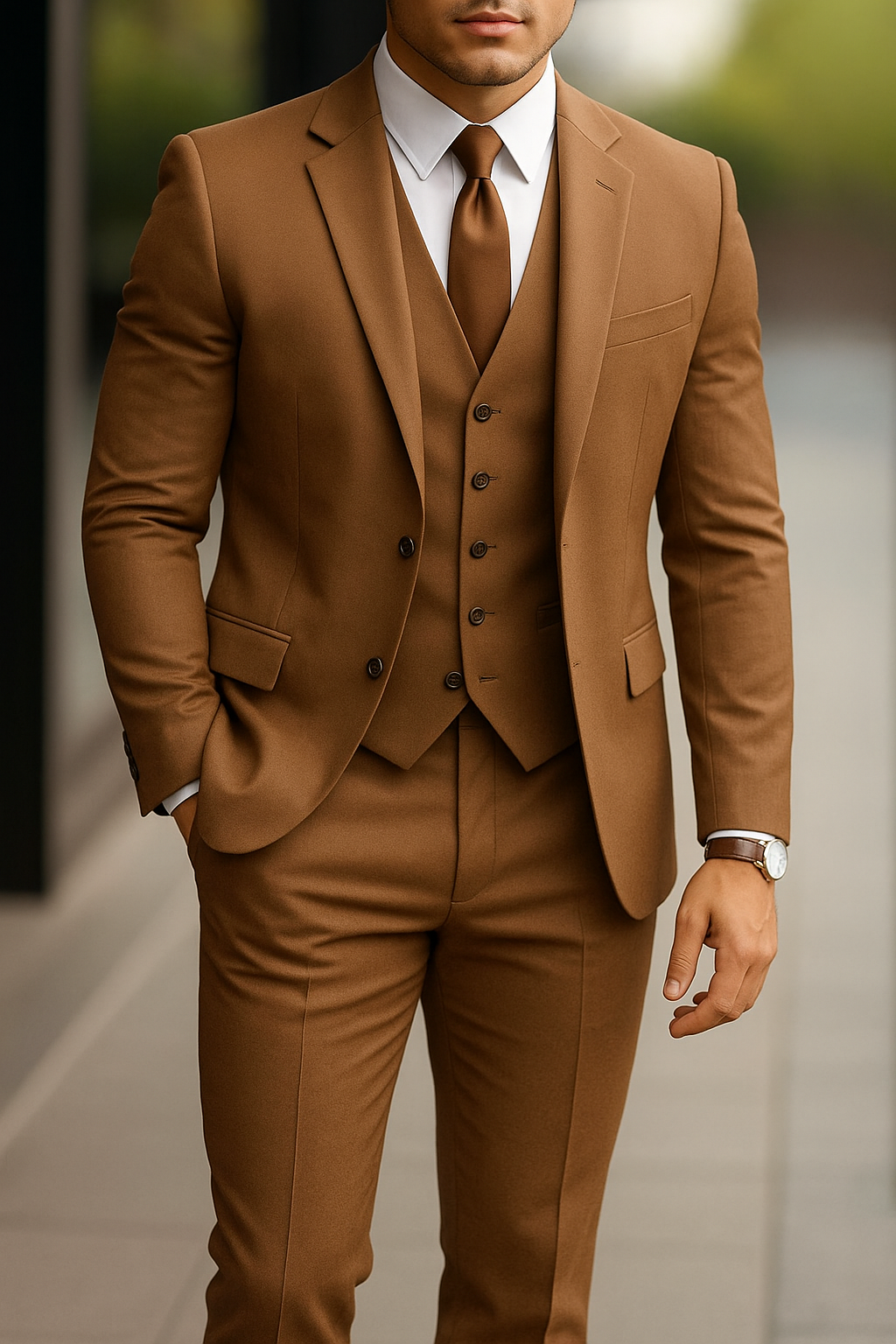 Herre Slim Fit Jakkesæt Med Vest & Bukser