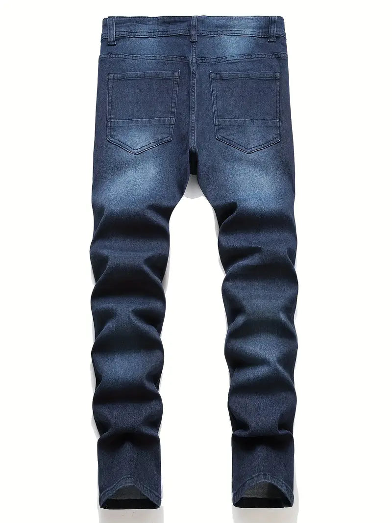 Herre Slim Jeans Med Slidte Detaljer Og Tæt Pasform | Rippet Look
