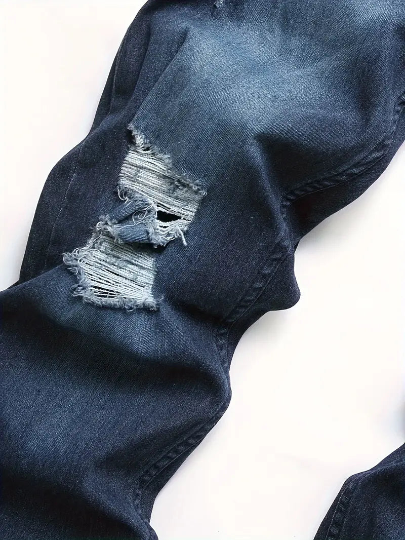 Herre Slim Jeans Med Slidte Detaljer Og Tæt Pasform | Rippet Look