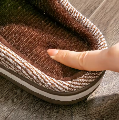 Herre Stribede Hjemmesko Med Lukket Tå & Foret Indersål