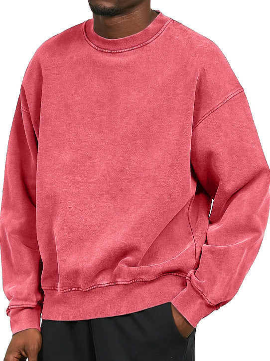 Herre Sweatshirt Med Ribkanter | Vasket