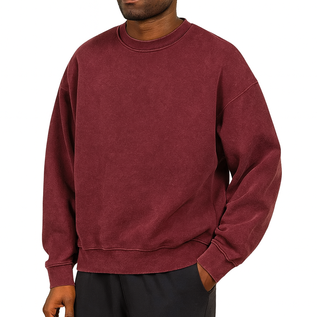 Herre Sweatshirt Med Ribkanter | Vasket