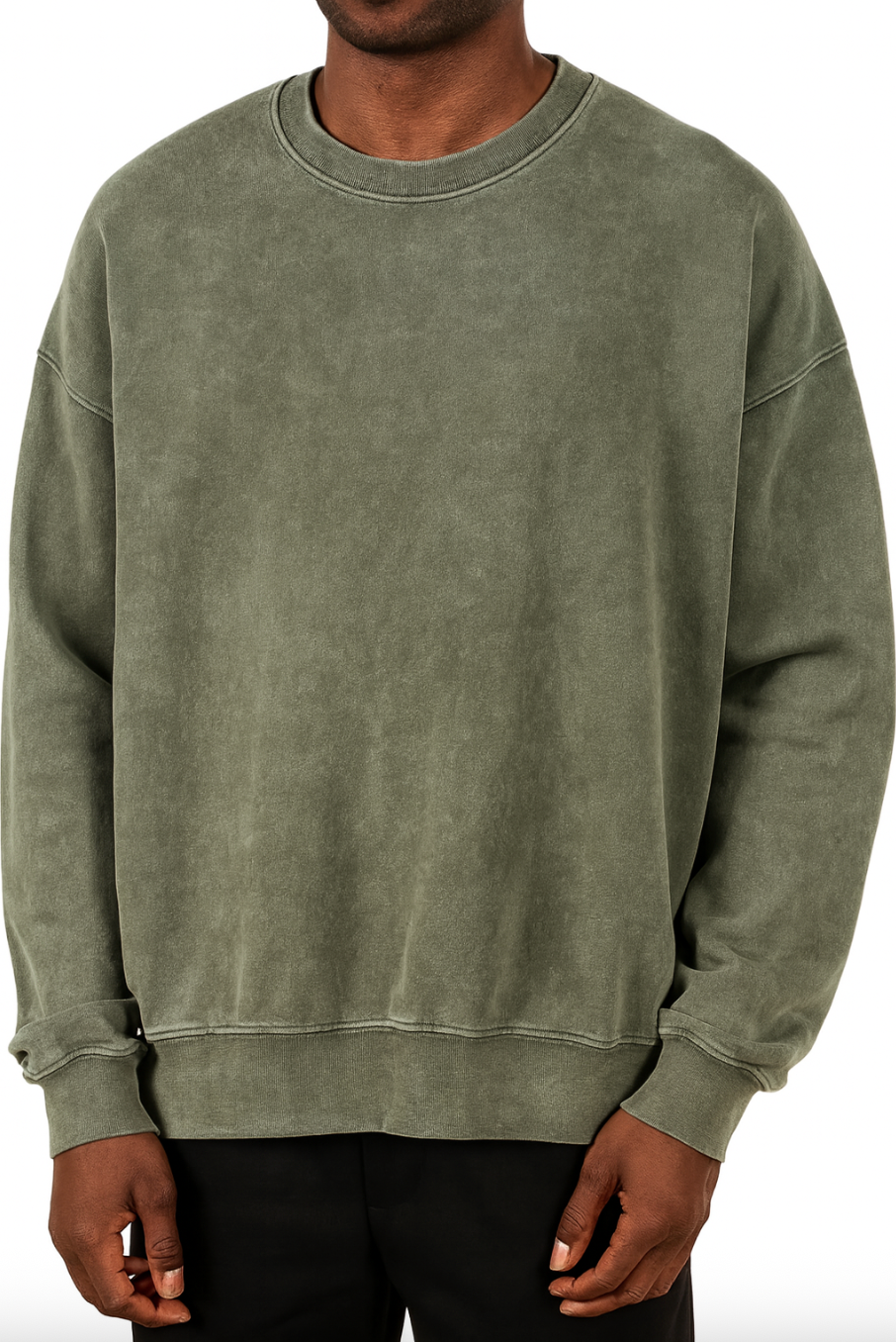Herre Sweatshirt Med Ribkanter | Vasket