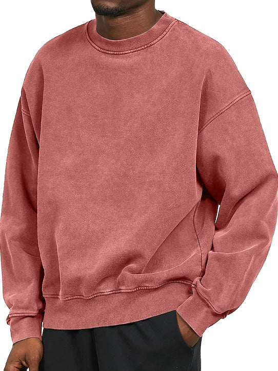 Herre Sweatshirt Med Ribkanter | Vasket