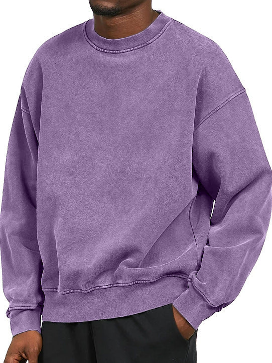 Herre Sweatshirt Med Ribkanter | Vasket