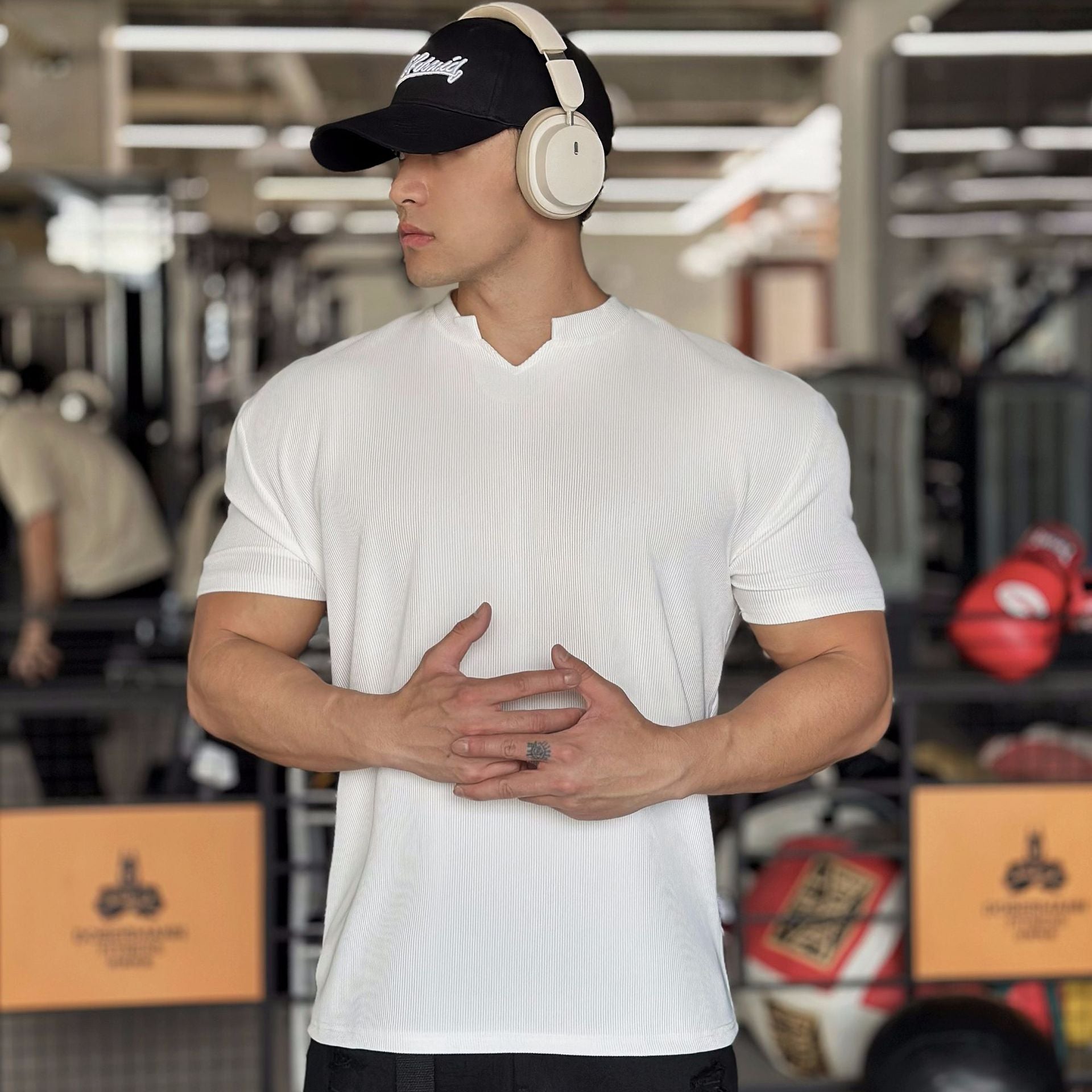 Herre T-Shirts Med V-Hals | Hvid