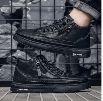 Herre Vinterstøvler Med Fleecefor & Lynlåsdetalje