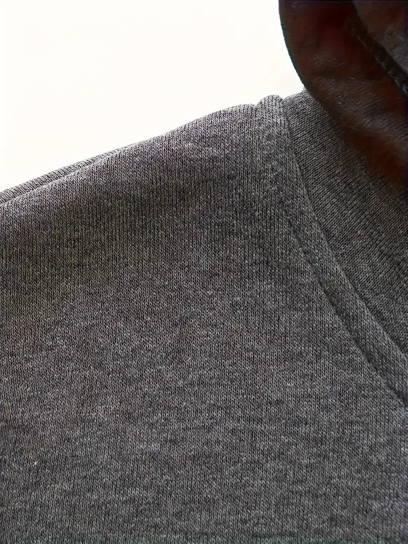 Herrer Hoodie Med Kontrastærmer & Kængurulomme