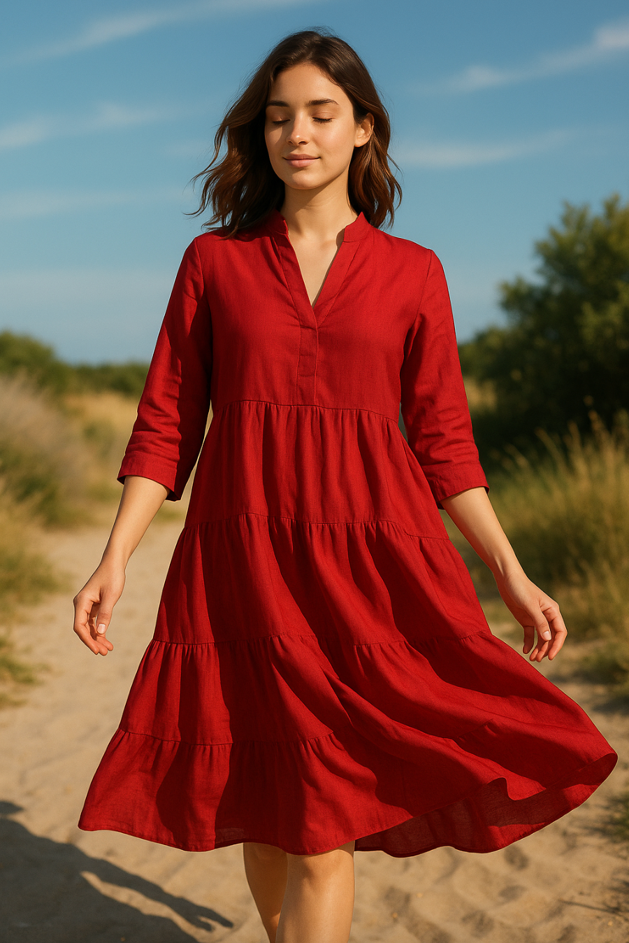 Isadora | Damer Elegant Sommer Midi Kjole