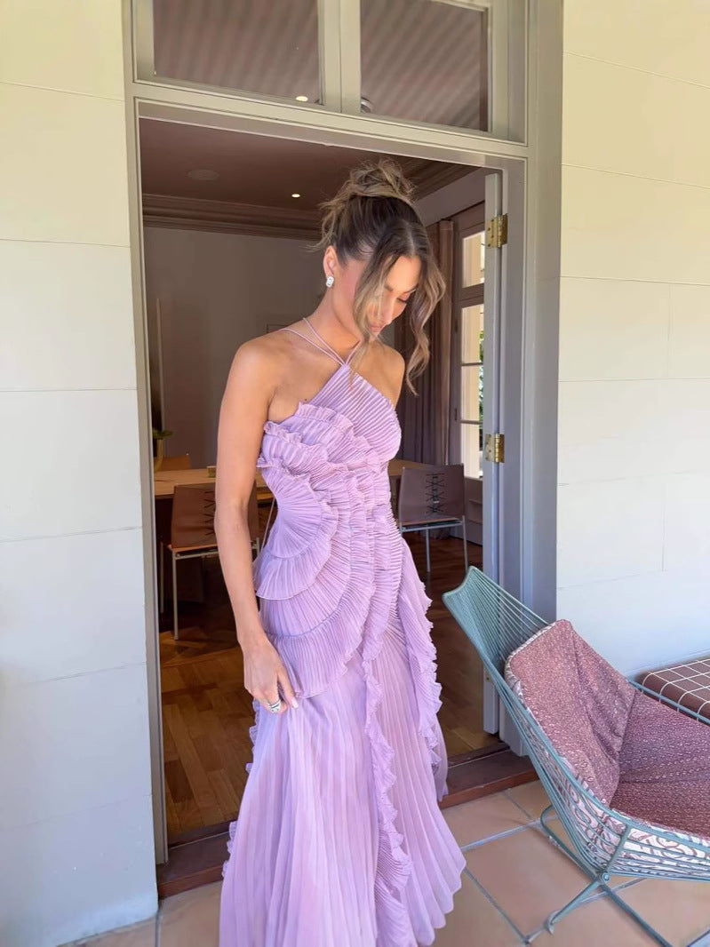 Melina | Dame Elegant Sommer Festkjole med Flæser