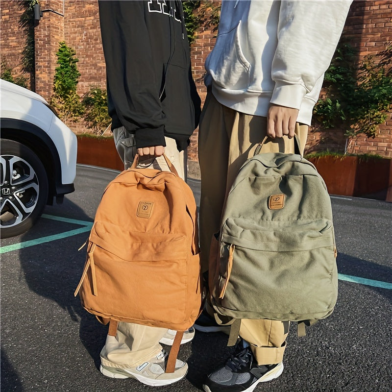 Unisex Canvas Rygsæk Med Lynlås & Forlomme