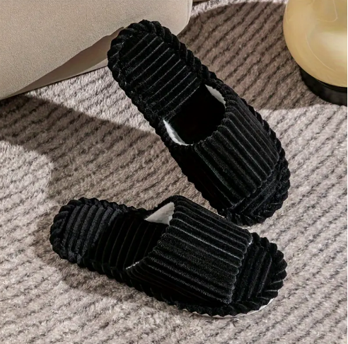 Unisex Fløjl Hjemmesko Med Åben Tå & Støttende Sål