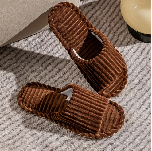 Unisex Fløjl Hjemmesko Med Åben Tå & Støttende Sål