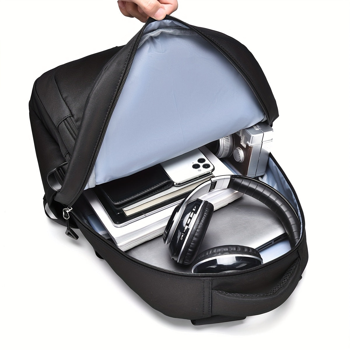 Unisex Rygsæk Med Lynlås & Forlomme Skoletaske