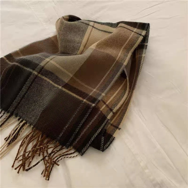 Unisex Ternet Halstørklæde Med Frynser