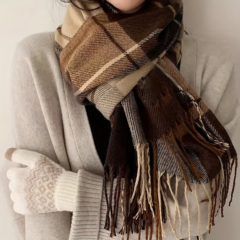 Unisex Ternet Halstørklæde Med Frynser