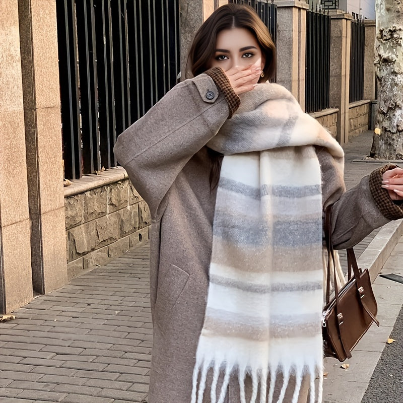 Unisex Vinterhalstørklæde Med Frynser