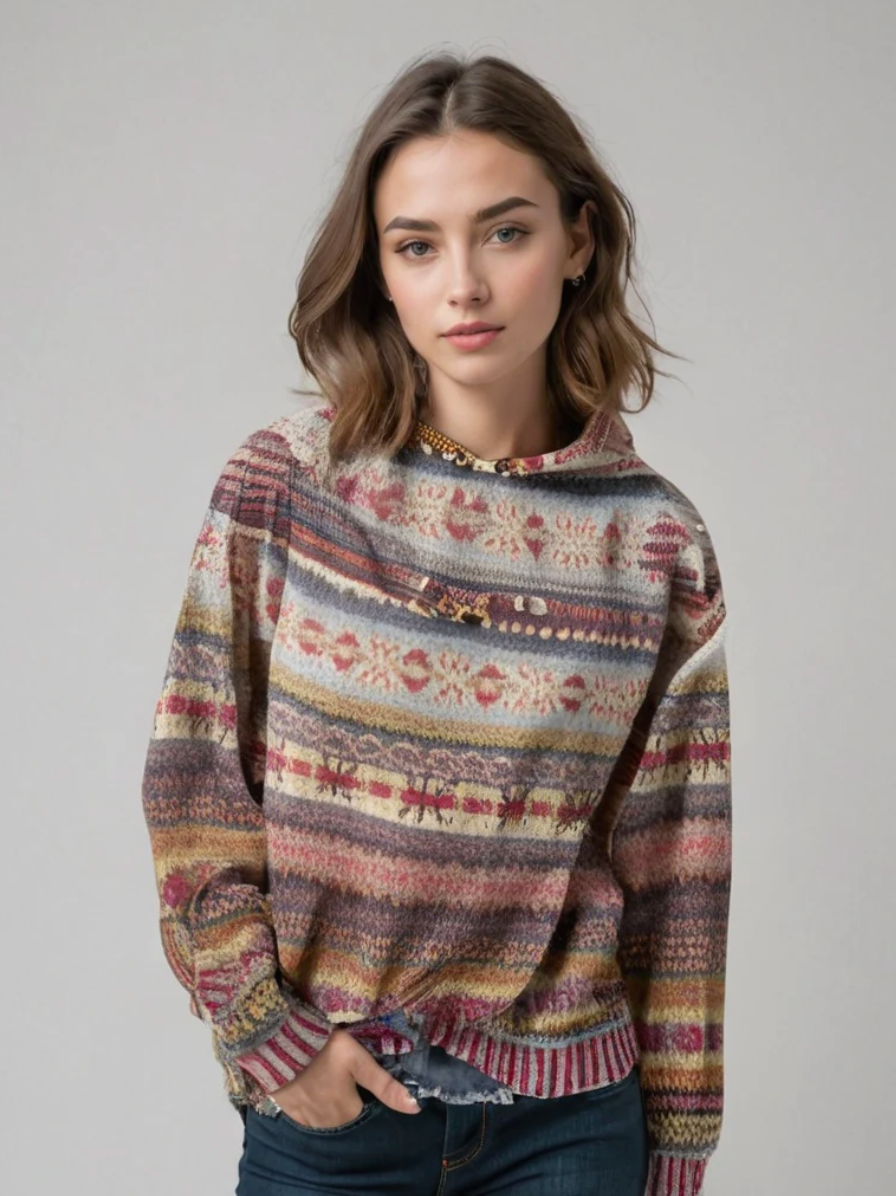 Vinter Dame Hoodie Med Mønster Og Hætte | Foret