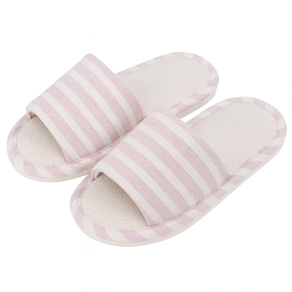 Dame Stribede Hjemmesko Med Åben Tå & Polstret Sål