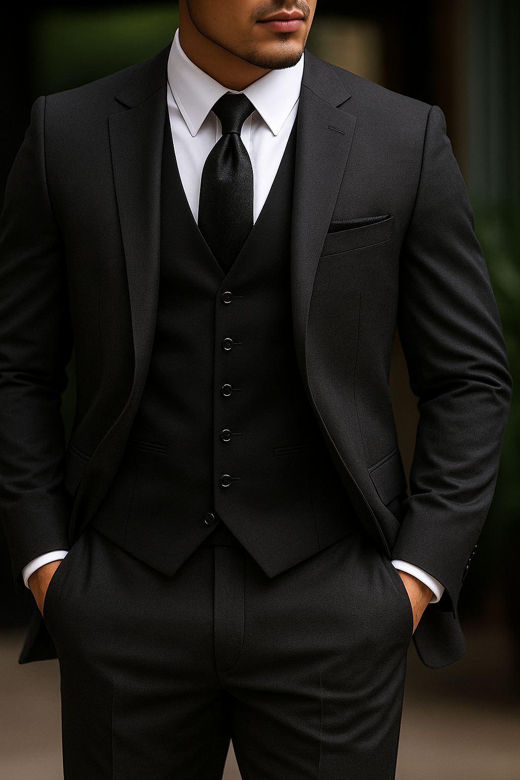 Herrer Grå Jakkesæt Med Vest & Bukser