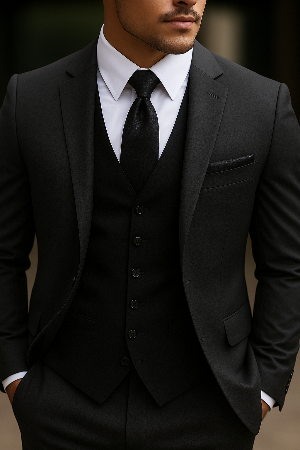 Herrer Grå Jakkesæt Med Vest & Bukser