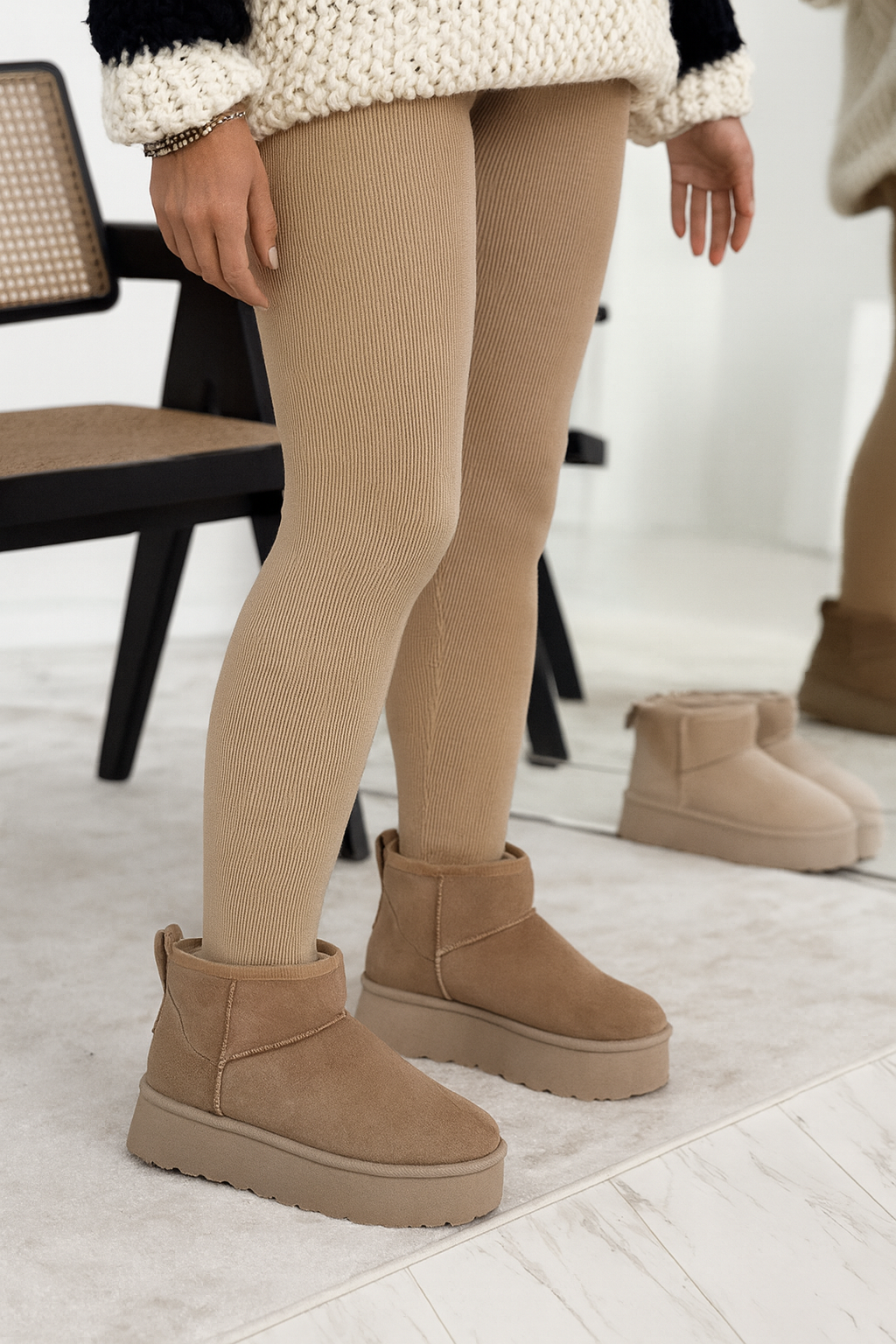 Dame Bamsestøvler Med Plateau & Foret Inderside