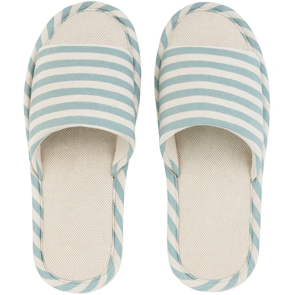 Dame Stribede Hjemmesko Med Åben Tå & Polstret Sål