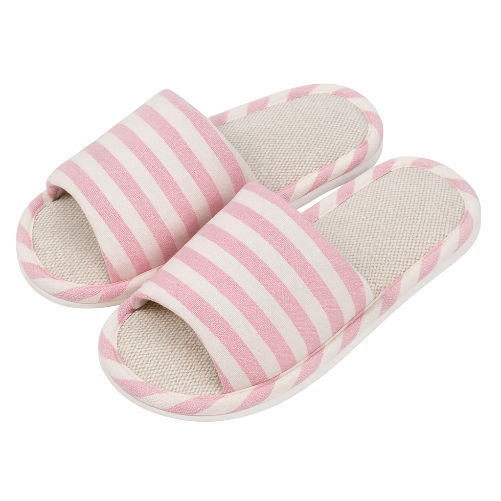 Dame Stribede Hjemmesko Med Åben Tå & Polstret Sål