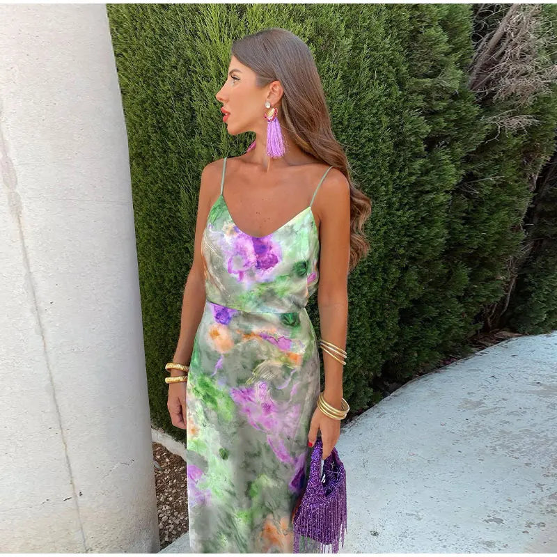 Amalia - Tie-Dye Maxikjole Åben Ryg
