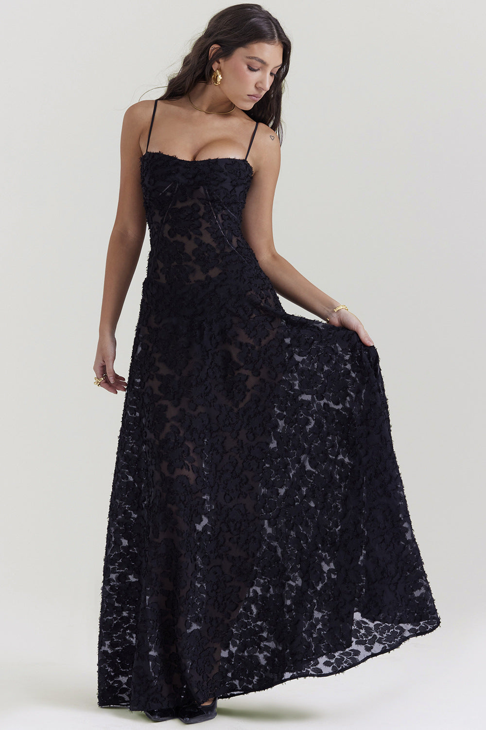 Ariana | Kvinders Elegante Maxi Kjole - Silky Slim Fit - Spaghetti Stropper