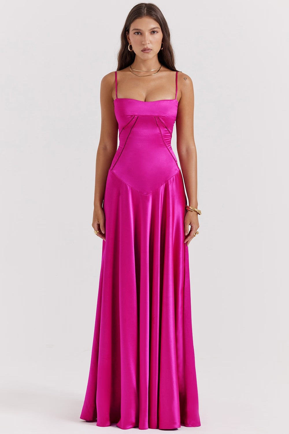 Ariana | Kvinders Elegante Maxi Kjole - Silky Slim Fit - Spaghetti Stropper
