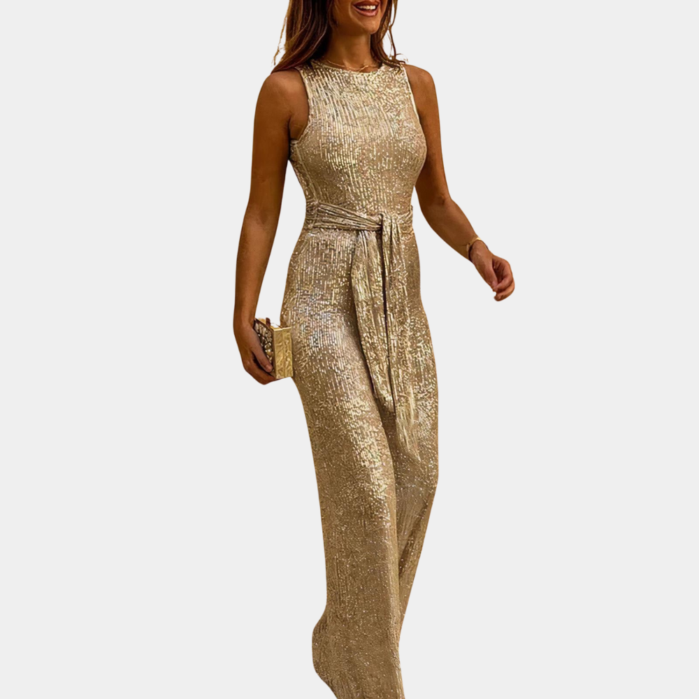 Aunika | Damernes Glitter Sommer Jumpsuit | Festlig
