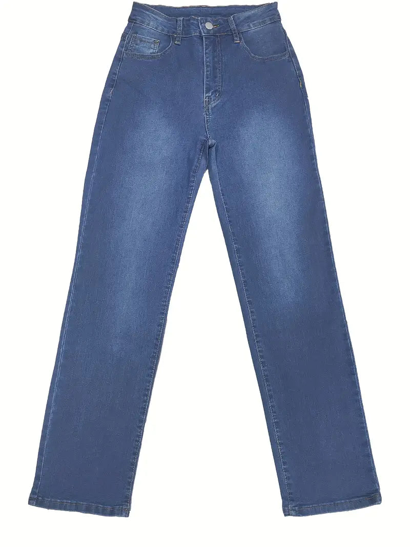Baggy Dame Jeans Med Høj Talje Og Lette Detaljer | Letvasket