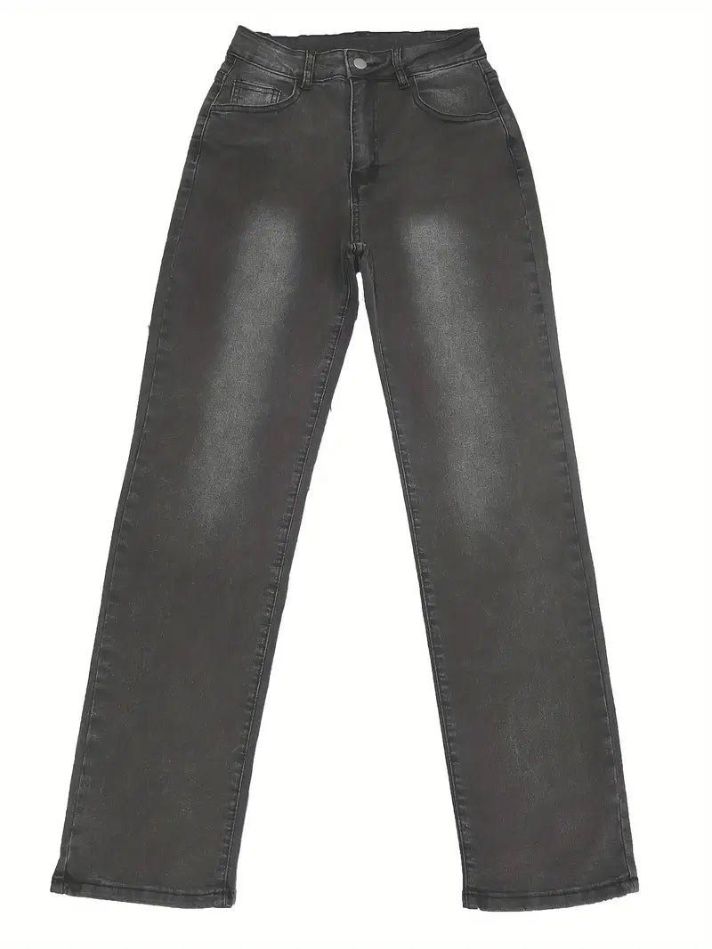 Baggy Dame Jeans Med Høj Talje Og Lette Detaljer | Letvasket
