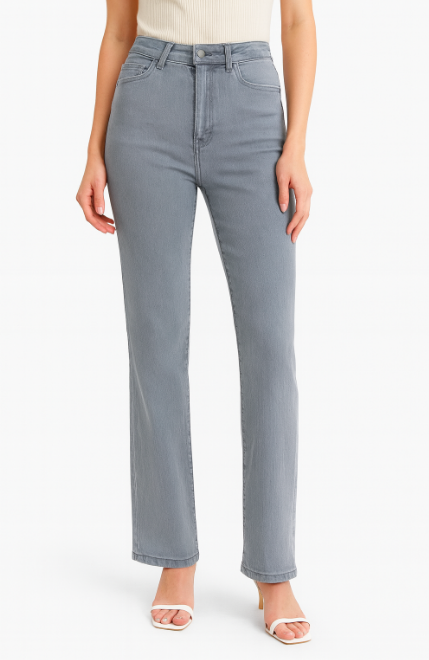 Baggy Dame Jeans Med Høj Talje Og Lette Detaljer | Letvasket