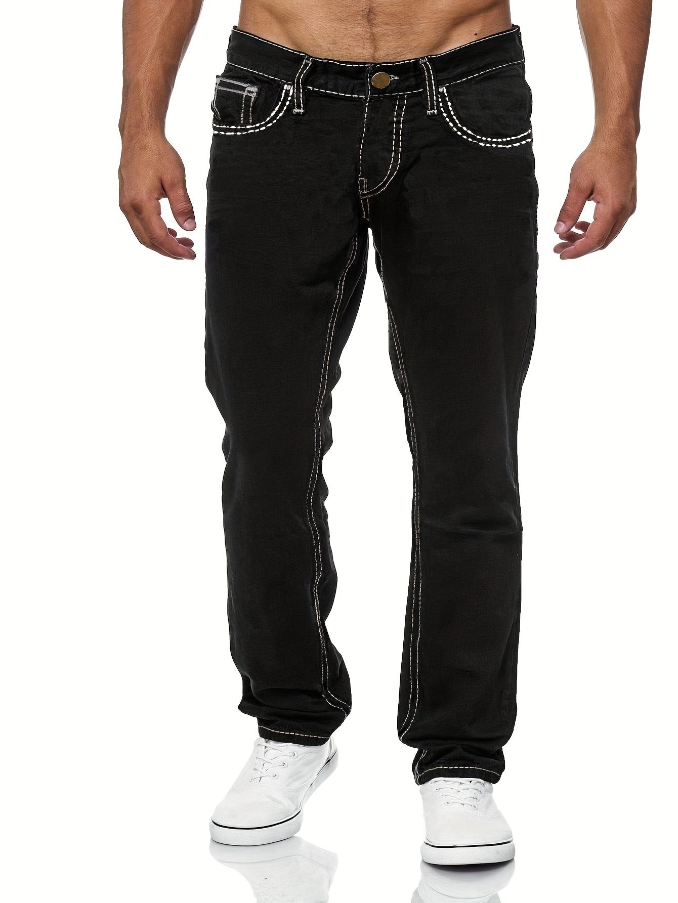 Baggy Herrejeans Med Bleg Vask Og Synlige Sømme | Streetwear