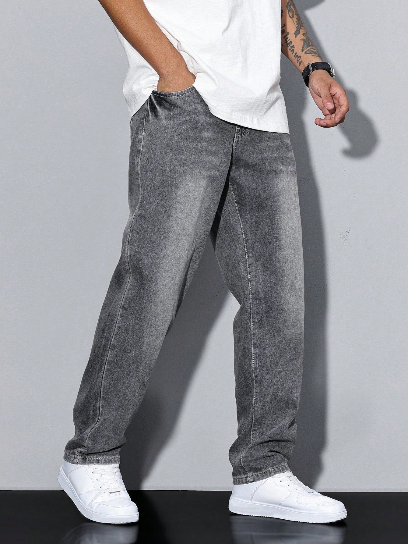 Baggy Herrejeans Med Løs Pasform Og Vasket Look | Afslappet Stil