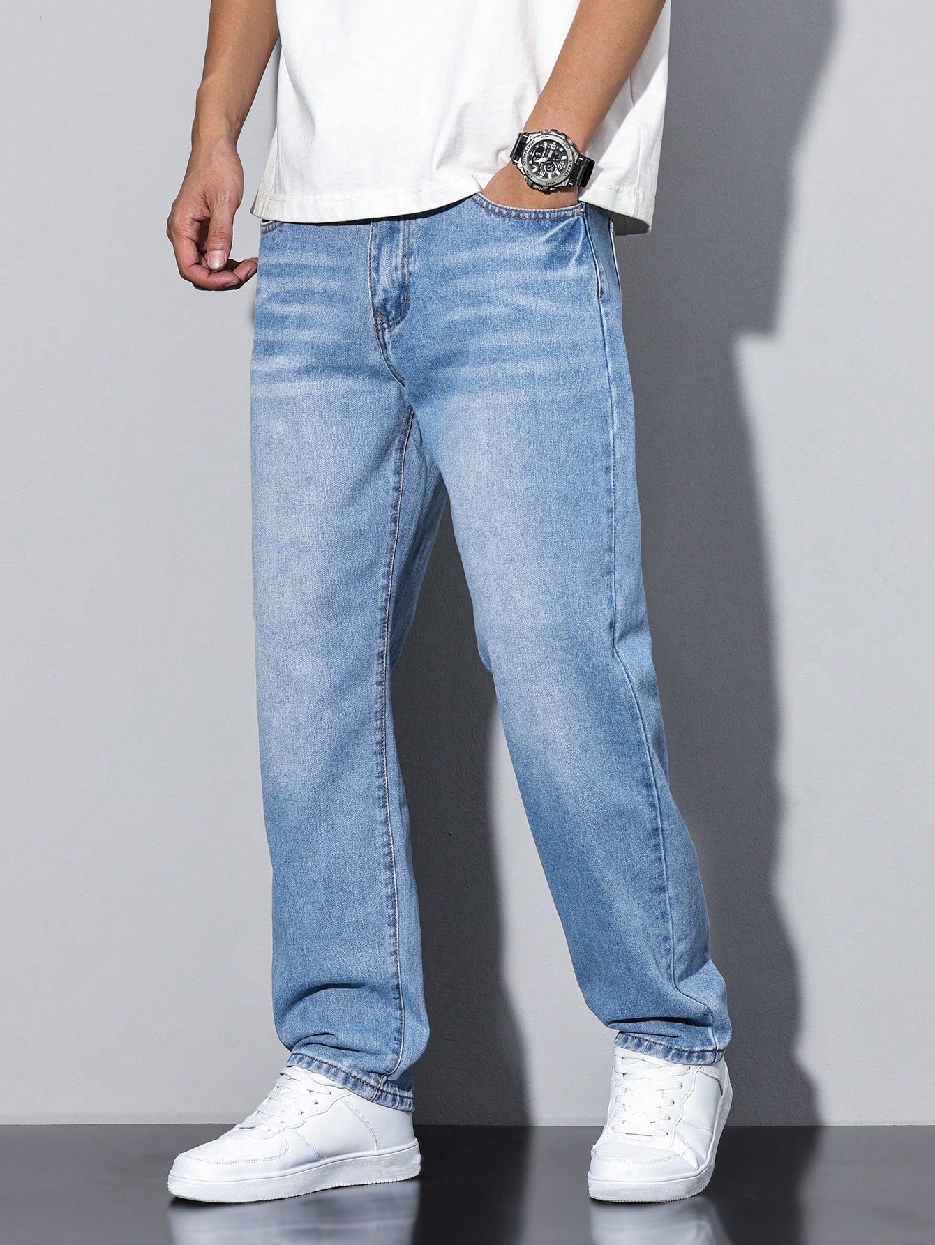 Baggy Herrejeans Med Løs Pasform Og Vasket Look | Afslappet Stil