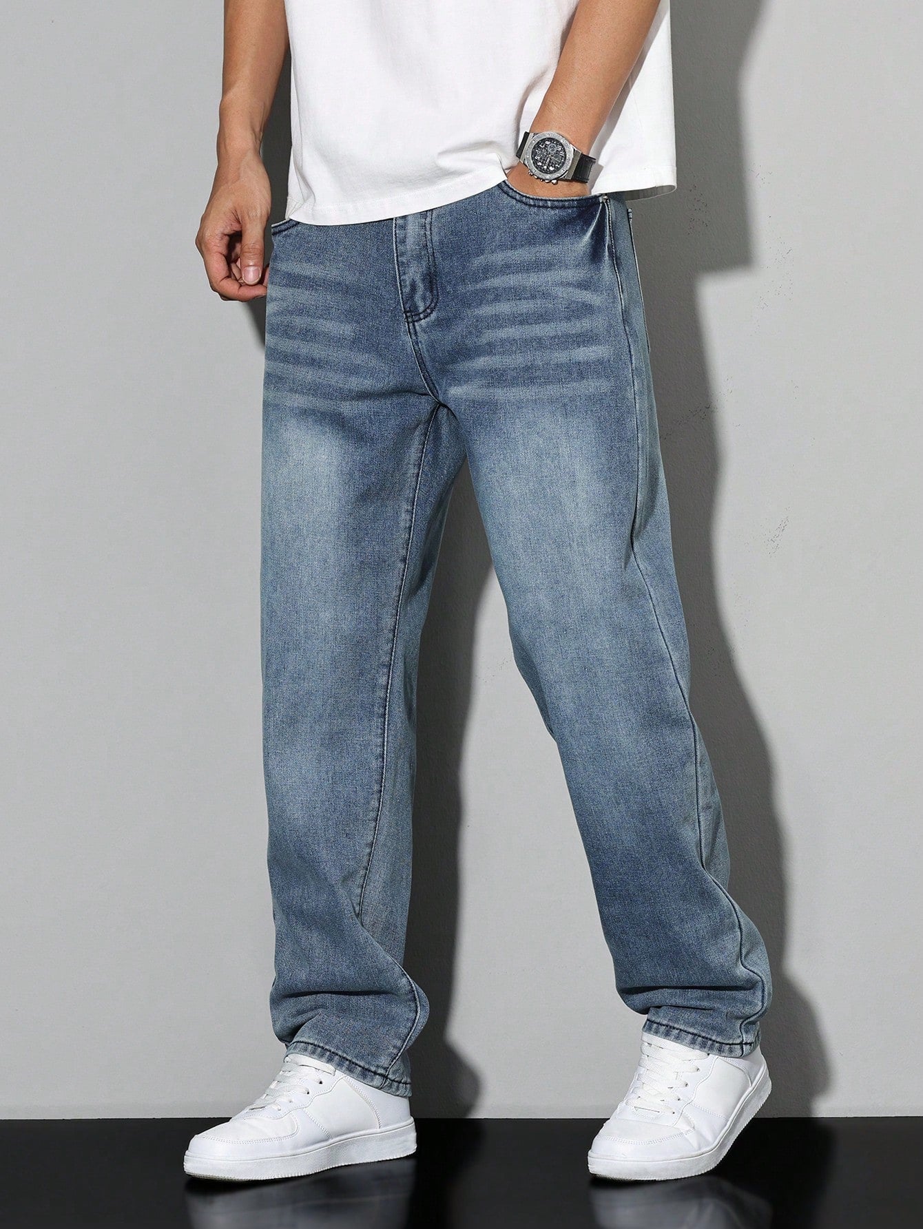 Baggy Herrejeans Med Løs Pasform Og Vasket Look | Afslappet Stil
