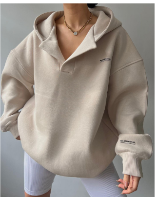 Blød Dame Hoodie Med Hætte & Krave | Varm