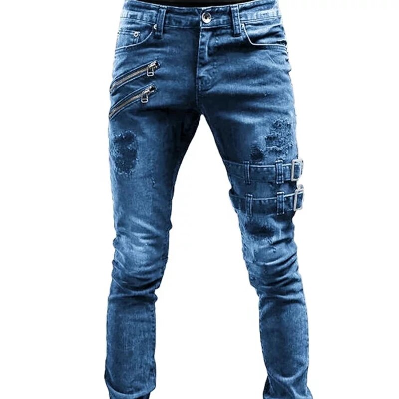 Cargo Herrejeans Med Lynlåse Og Spænder