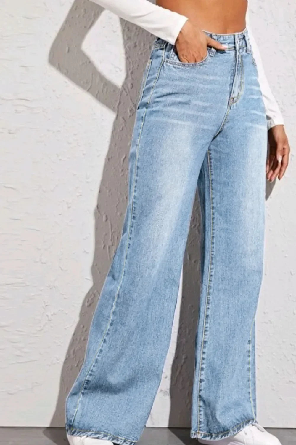 Dame Baggy Jeans Med Høj Talje Og Vidde | Lys Vask