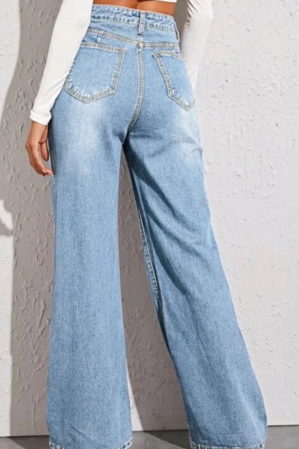 Dame Baggy Jeans Med Høj Talje Og Vidde | Lys Vask