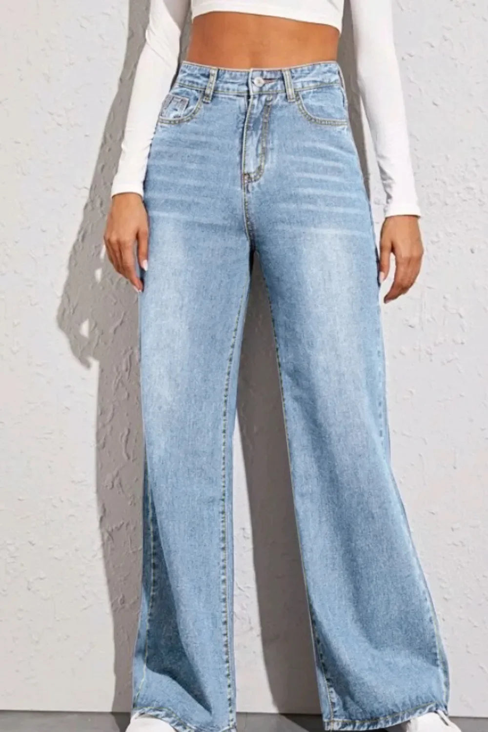 Dame Baggy Jeans Med Høj Talje Og Vidde | Lys Vask