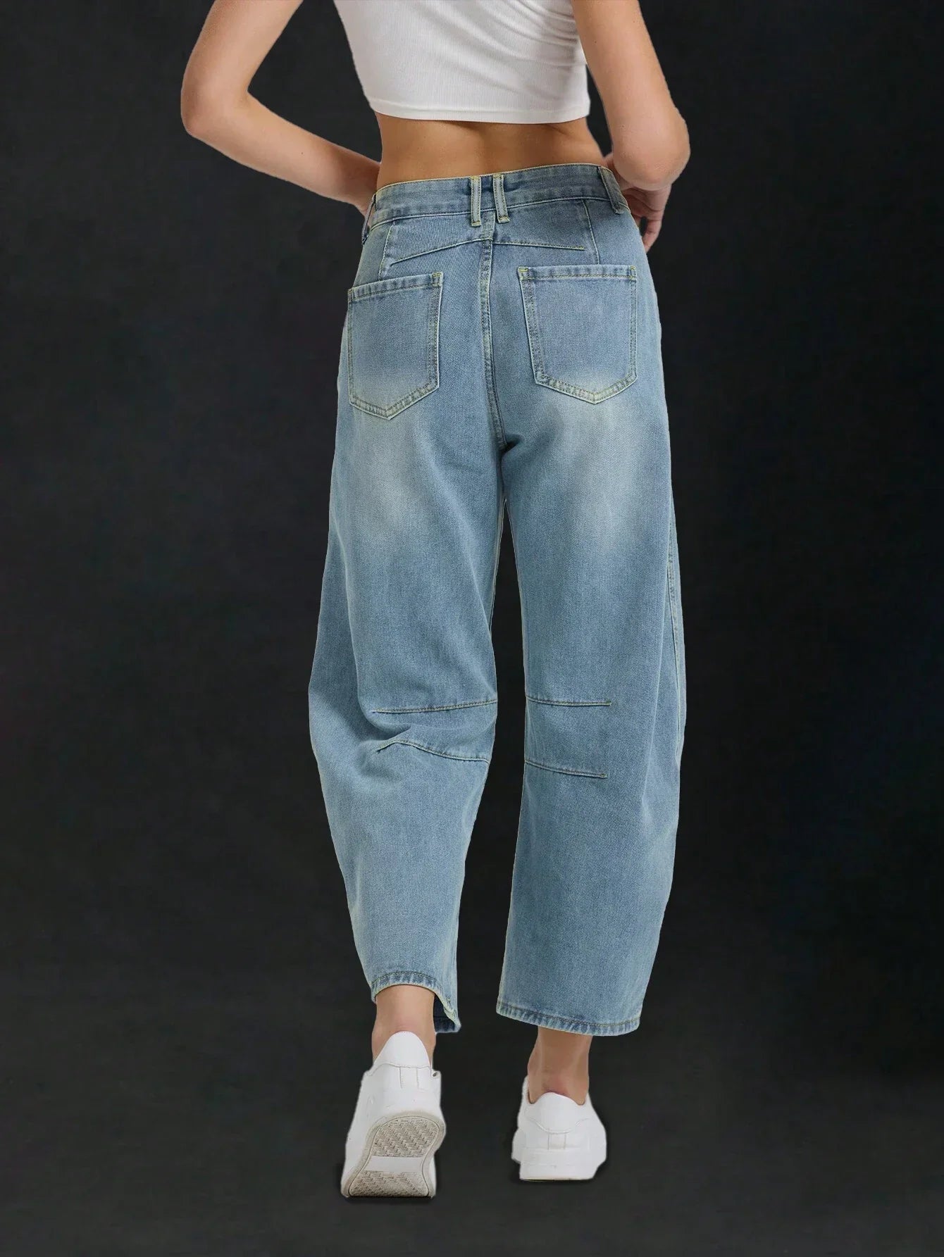 Dame Baggy Jeans Med Paneldetaljer | Letvasket Stil